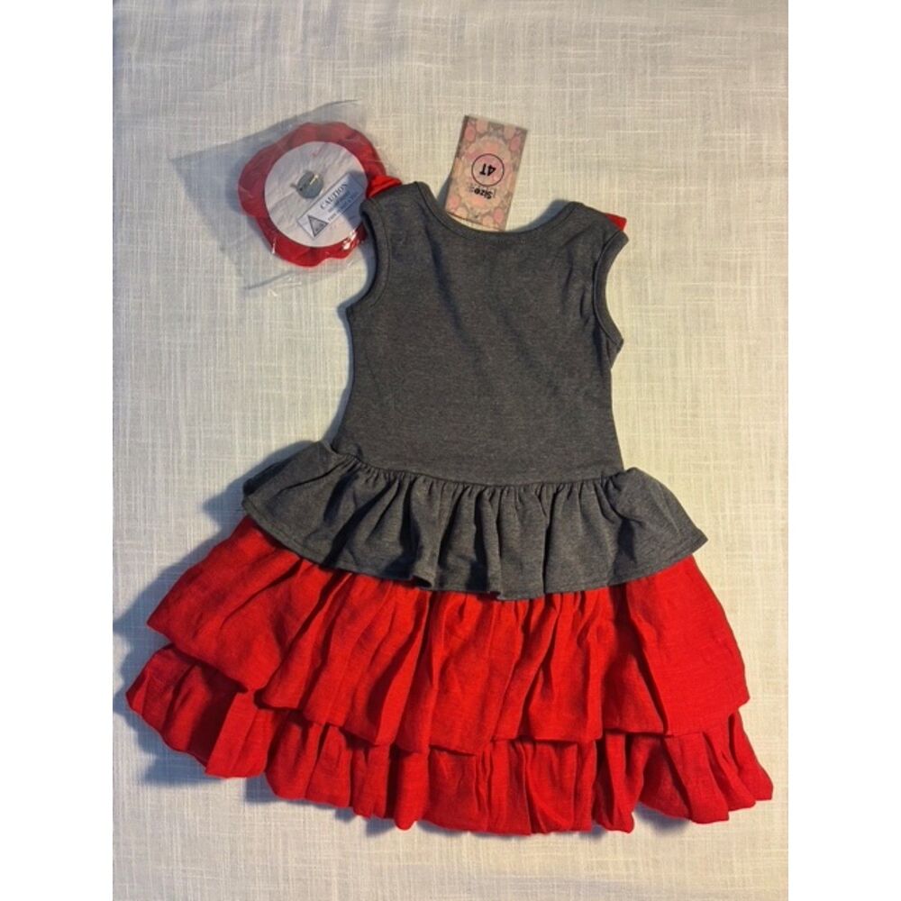 LELE Vintage: New With Tags – Girls’ Gray & Red Ruffle Dress 4T